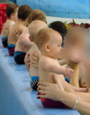 babies on edge of pool